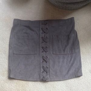 Streetwear Society Charcoal Lace-Up Pencil Skirt